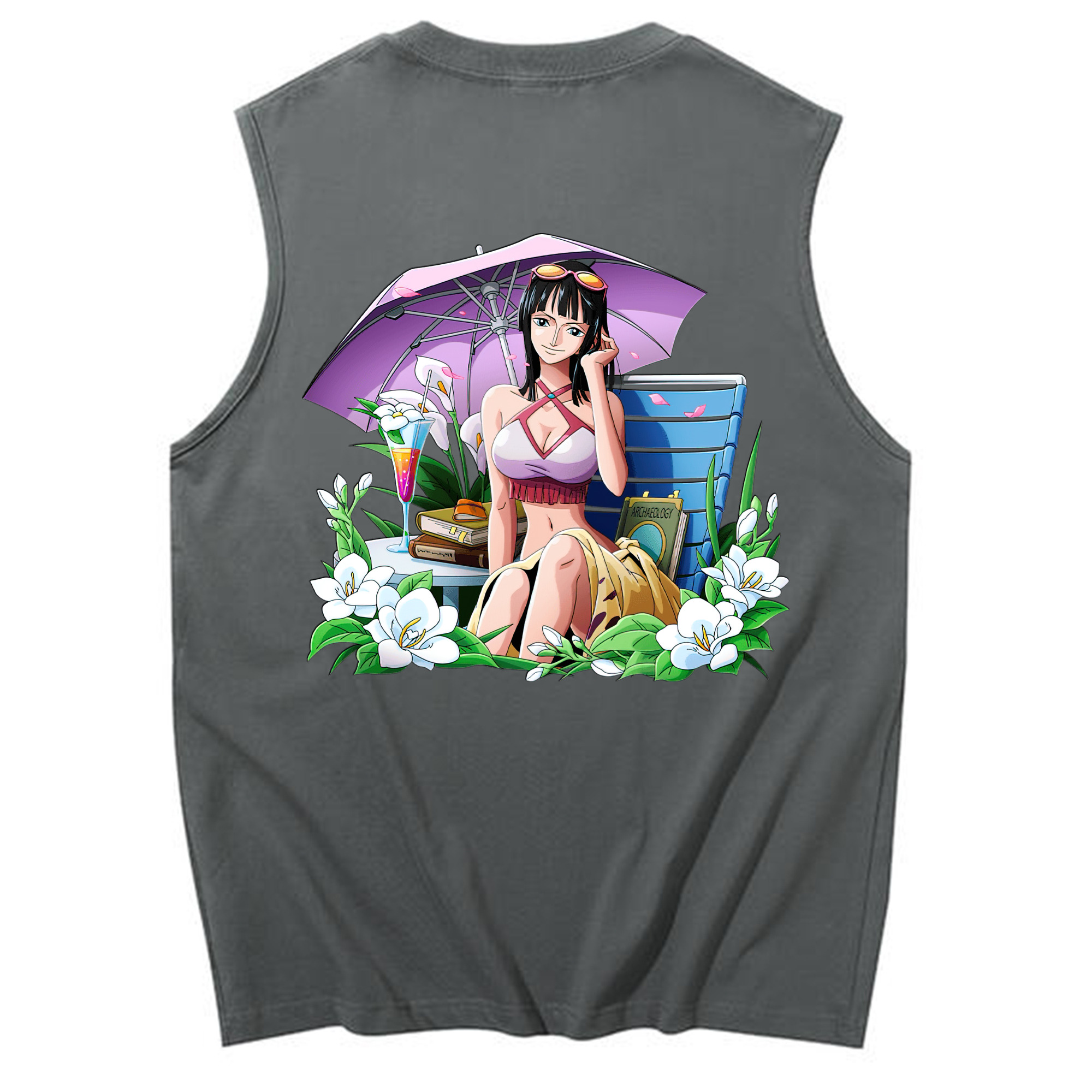 ワンピース ニコ・ロビン ONE PIECE Nico Robin コットン100％タンクトップ（背面プリント）